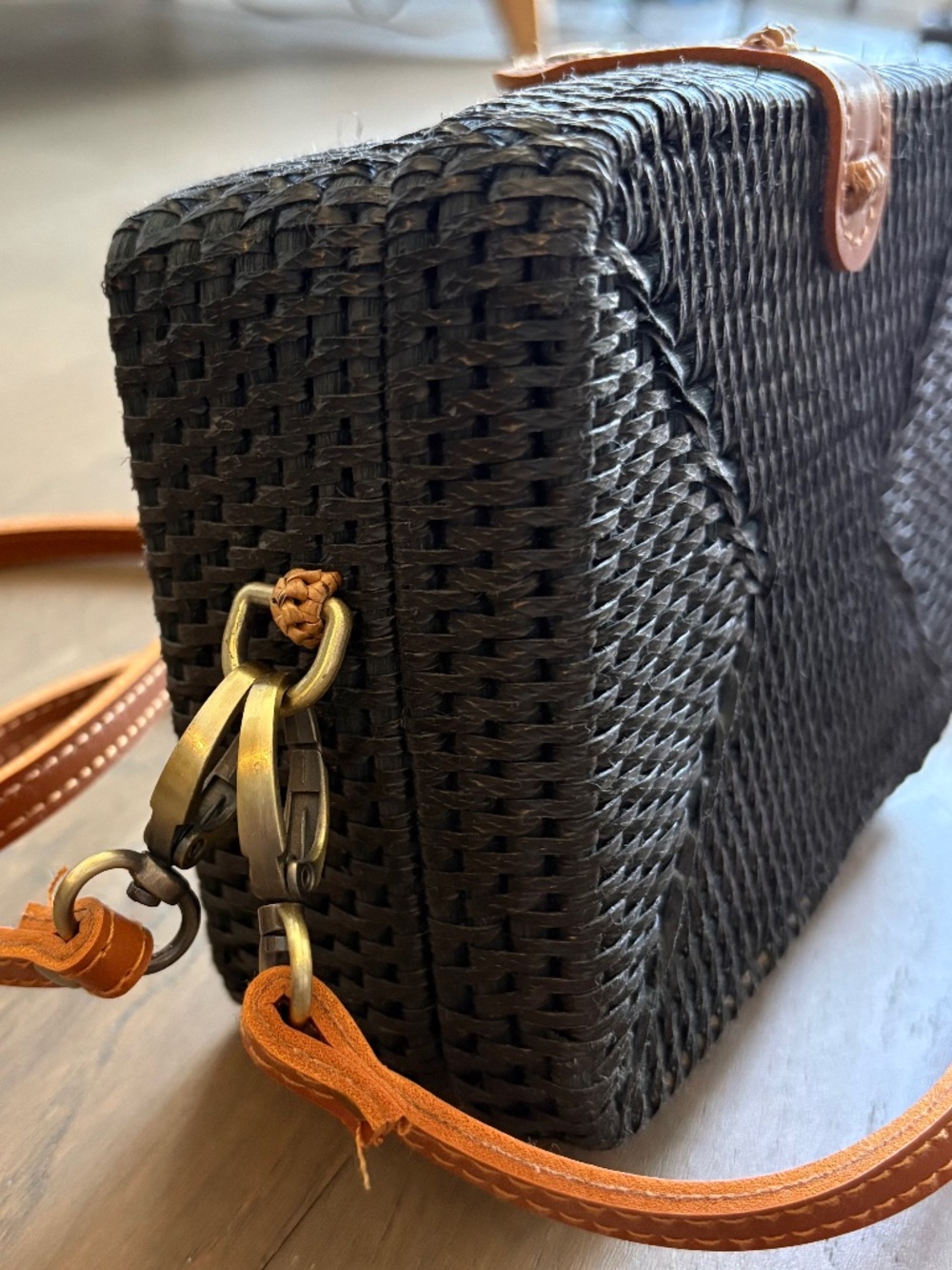 Anthropologie Boxy Rattan Crossbody Bag - Picture 10 of 16